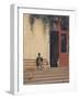 The Artist's Father and Son on the Doorstep of His House, circa 1866-67-Jean Leon Gerome-Framed Giclee Print