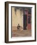 The Artist's Father and Son on the Doorstep of His House, circa 1866-67-Jean Leon Gerome-Framed Giclee Print