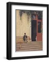 The Artist's Father and Son on the Doorstep of His House, circa 1866-67-Jean Leon Gerome-Framed Giclee Print