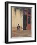 The Artist's Father and Son on the Doorstep of His House, circa 1866-67-Jean Leon Gerome-Framed Giclee Print