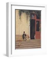 The Artist's Father and Son on the Doorstep of His House, circa 1866-67-Jean Leon Gerome-Framed Giclee Print