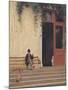 The Artist's Father and Son on the Doorstep of His House, circa 1866-67-Jean Leon Gerome-Mounted Giclee Print