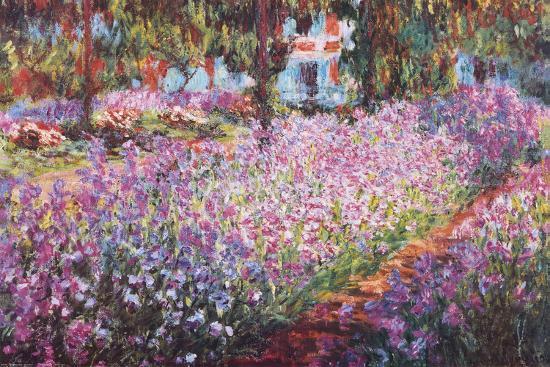 The Artist's Garden At Giverny, c.1900-Claude Monet-Lamina Framed Poster