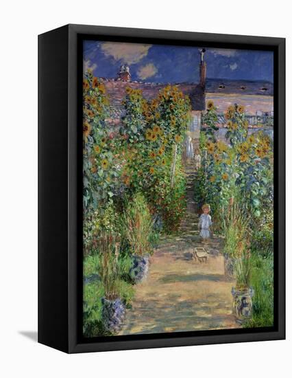 The Artist's Garden at Vetheuil, 1880-Claude Monet-Framed Stretched Canvas