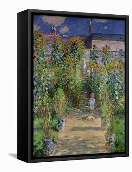 The Artist's Garden at Vetheuil, 1880-Claude Monet-Framed Stretched Canvas