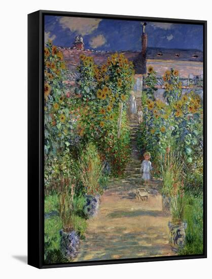 The Artist's Garden at Vetheuil, 1880-Claude Monet-Framed Stretched Canvas