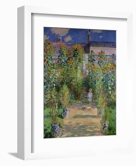 The Artist's Garden at Vetheuil, 1880-Claude Monet-Framed Premium Giclee Print