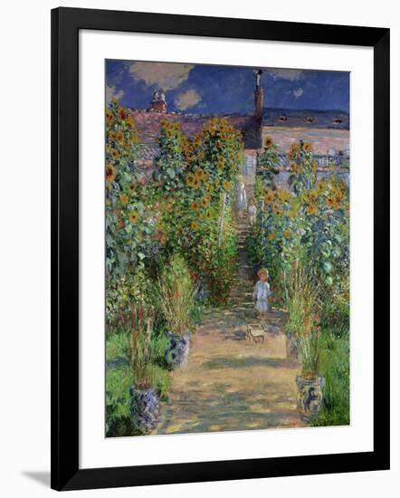 The Artist's Garden at Vetheuil, 1880-Claude Monet-Framed Premium Giclee Print