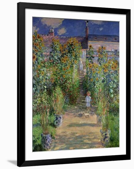 The Artist's Garden at Vetheuil, 1880-Claude Monet-Framed Premium Giclee Print