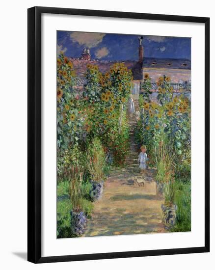 The Artist's Garden at Vetheuil, 1880-Claude Monet-Framed Giclee Print