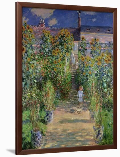 The Artist's Garden at Vetheuil, 1880-Claude Monet-Framed Giclee Print