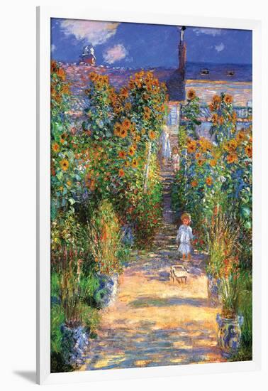 The Artist's Garden at Vetheuil-Claude Monet-Framed Art Print