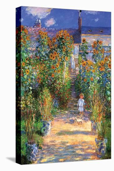 The Artist's Garden at Vetheuil-Claude Monet-Stretched Canvas