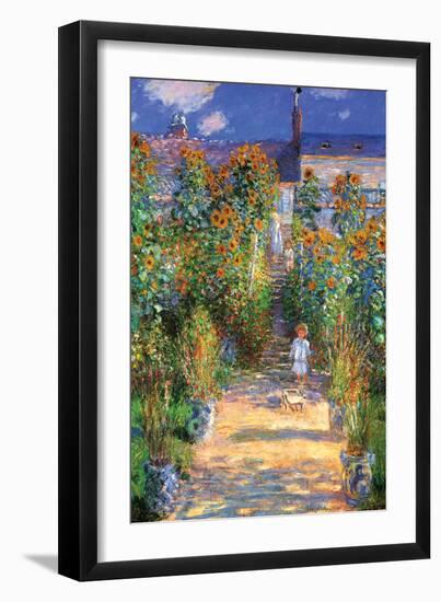 The Artist's Garden at Vetheuil-Claude Monet-Framed Art Print