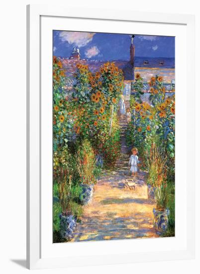 The Artist's Garden at Vetheuil-Claude Monet-Framed Art Print