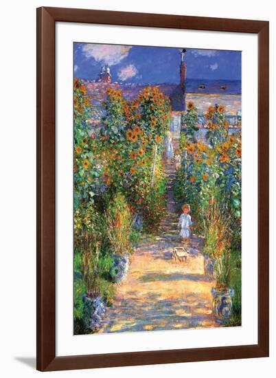 The Artist's Garden at Vetheuil-Claude Monet-Framed Art Print