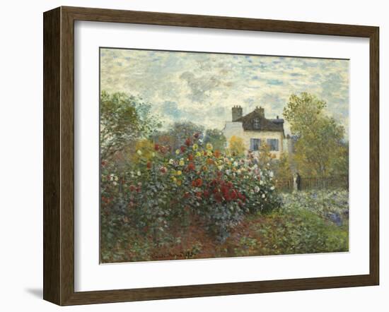 The Artist's Garden in Argenteuil (A Corner of the Garden with Dahlias), 1873-Claude Monet-Framed Premium Giclee Print