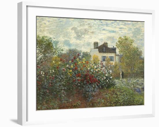 The Artist's Garden in Argenteuil (A Corner of the Garden with Dahlias), 1873-Claude Monet-Framed Premium Giclee Print