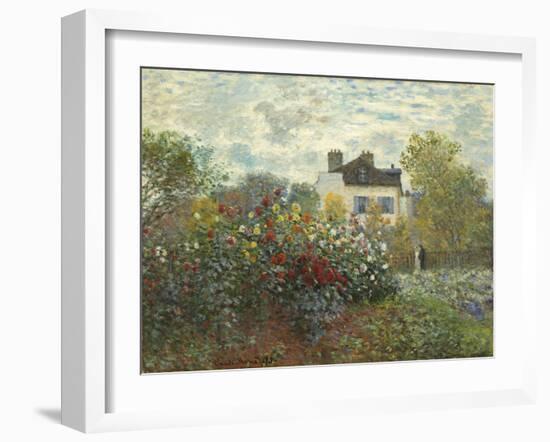 The Artist's Garden in Argenteuil (A Corner of the Garden with Dahlias), 1873-Claude Monet-Framed Giclee Print