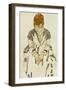 The Artist's Sister-In-Law in Striped Dress, Seated, 1917-Egon Schiele-Framed Giclee Print