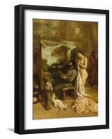 The Artist's Studio, a Real Allegory, Detail of the Painter and His Model, 1854-55-Gustave Courbet-Framed Giclee Print