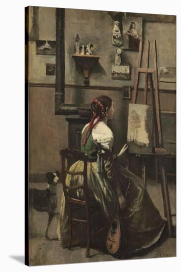 The Artist's Studio, C.1868-Jean-Baptiste-Camille Corot-Stretched Canvas