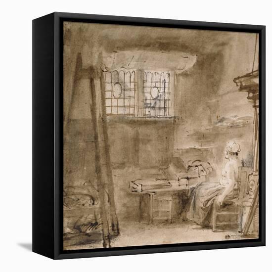 The Artist's Studio-Rembrandt van Rijn-Framed Stretched Canvas