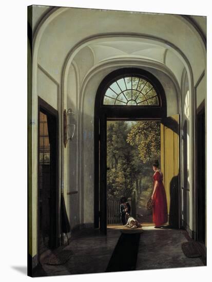 The Artist's Wife and Child in the Hall of their House on the Lijnbaansegracht-Carel Hansen-Stretched Canvas