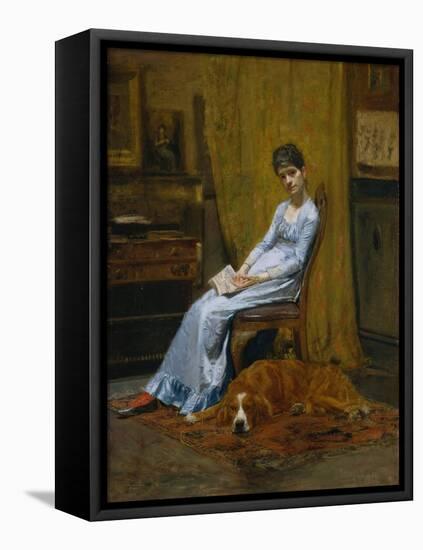 The Artist's Wife and His Setter Dog, c.1884-89-Thomas Cowperthwait Eakins-Framed Stretched Canvas