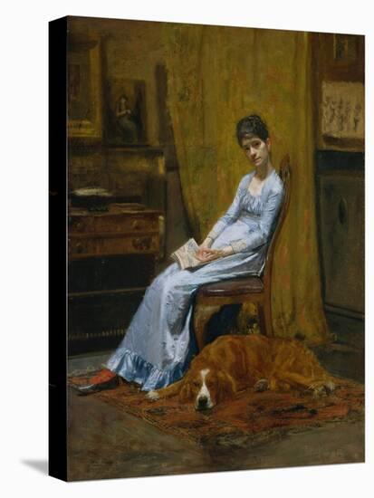 The Artist's Wife and His Setter Dog, c.1884-89-Thomas Cowperthwait Eakins-Stretched Canvas