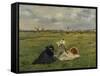 The Artist's Wife and Mother in the Meadow (Oder: the Swallows), 1873-Edouard Manet-Framed Stretched Canvas