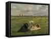 The Artist's Wife and Mother in the Meadow (Oder: the Swallows), 1873-Edouard Manet-Framed Stretched Canvas