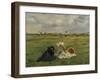 The Artist's Wife and Mother in the Meadow (Oder: the Swallows), 1873-Edouard Manet-Framed Giclee Print