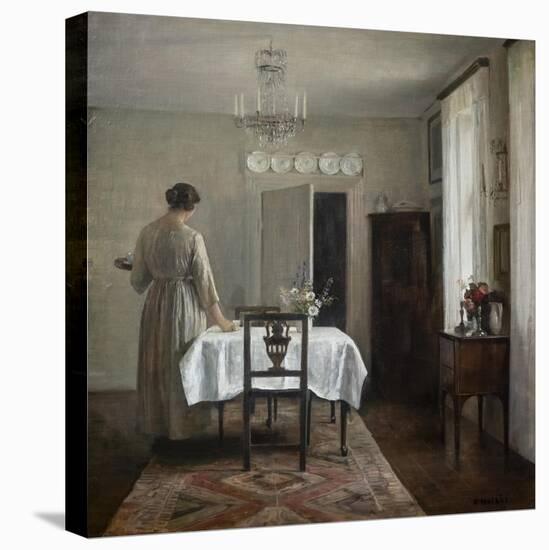The artist's wife setting the table, 1884-88-Carl Holsoe-Stretched Canvas