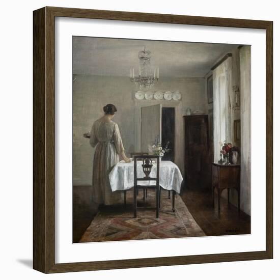 The artist's wife setting the table, 1884-88-Carl Holsoe-Framed Giclee Print