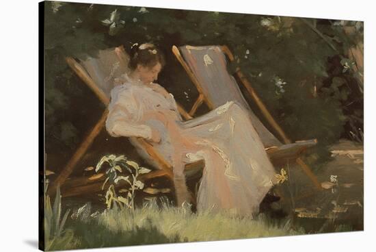 The Artist's Wife Sitting in a Garden Chair at Skagen, 1893-Peder Severin Kröyer-Stretched Canvas