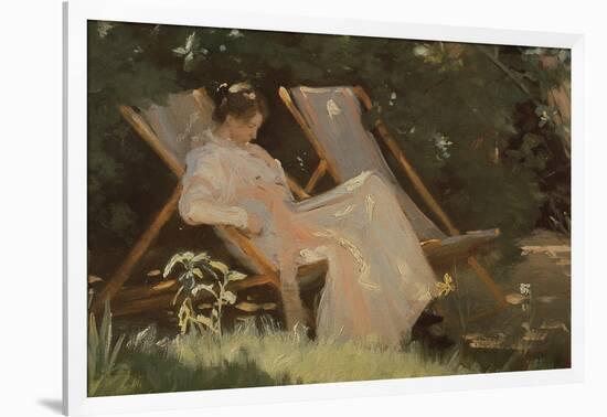 The Artist's Wife Sitting in a Garden Chair at Skagen, 1893-Peder Severin Kröyer-Framed Giclee Print