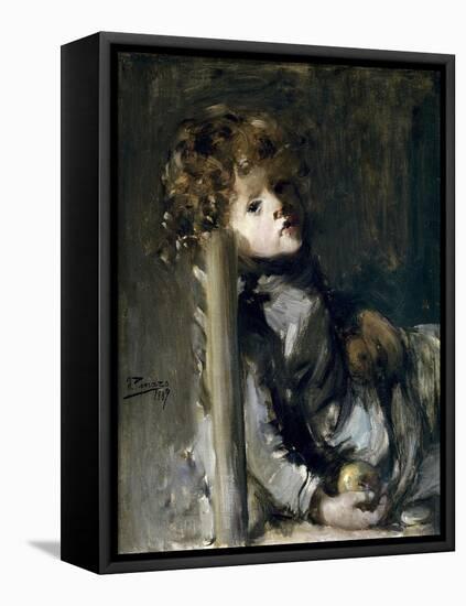 The Artists Son, Ignacio, Seated, 1887-Ignacio Pinazo camarlench-Framed Stretched Canvas