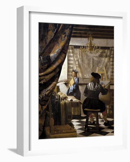 The Artists Studio or the Art of Painting-Johannes Vermeer-Framed Art Print