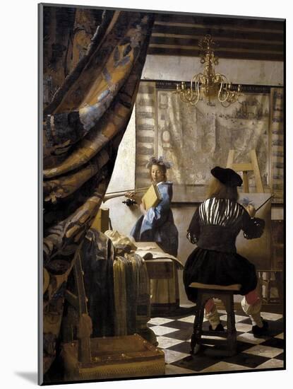 The Artists Studio or the Art of Painting-Johannes Vermeer-Mounted Art Print