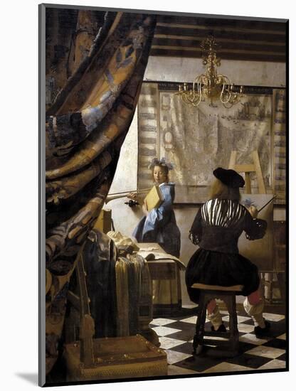 The Artists Studio or the Art of Painting-Johannes Vermeer-Mounted Art Print