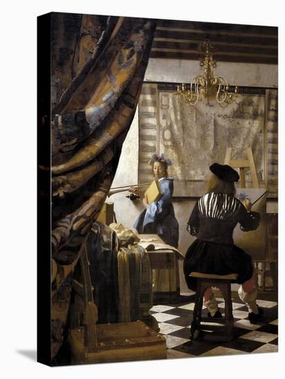 The Artists Studio or the Art of Painting-Johannes Vermeer-Stretched Canvas