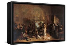 The Artists Studio-Gustave Courbet-Framed Stretched Canvas