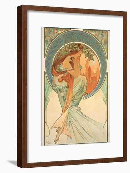 The Arts: Poetry, 1898-Alphonse Mucha-Framed Premium Giclee Print