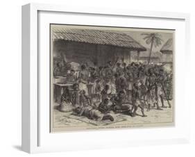 The Ashantee War, Ashantees Buying Muskets with Gold Dust at Assinee-Godefroy Durand-Framed Giclee Print