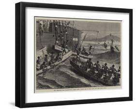 The Ashantee War, Transhipping Stores from a Troop Ship to Surf Boats Off Cape Coast Castle-null-Framed Giclee Print