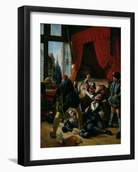 The Assassination of Brion, Tutor of Prince of Conti (1558-1614) at St. Bartholomew's Day Massacre-Joseph-Nicolas Robert-Fleury-Framed Giclee Print