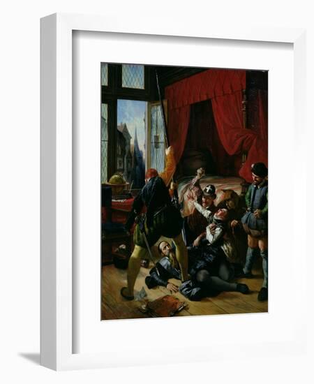 The Assassination of Brion, Tutor of Prince of Conti (1558-1614) at St. Bartholomew's Day Massacre-Joseph-Nicolas Robert-Fleury-Framed Giclee Print