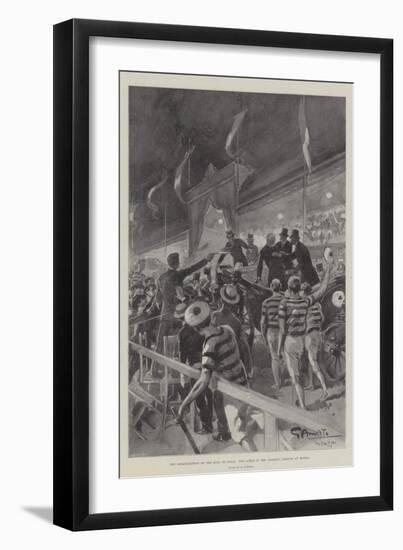 The Assassination of the King of Italy, the Scene in the Athletic Ground at Monza-G.S. Amato-Framed Giclee Print