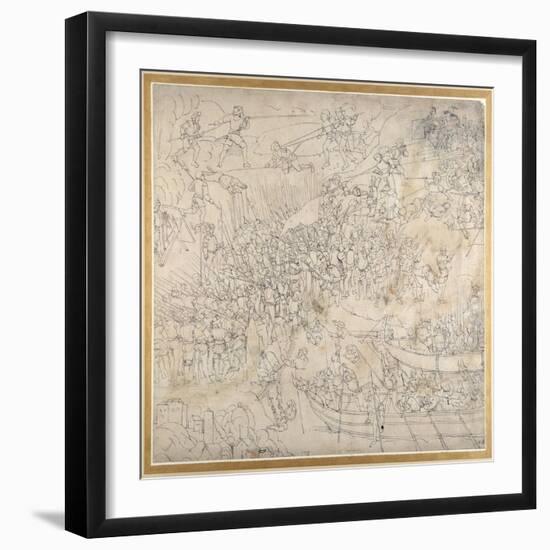 The Assault Near Rorschach on Lake Konstanz, C.1500-Albrecht Dürer-Framed Premium Giclee Print